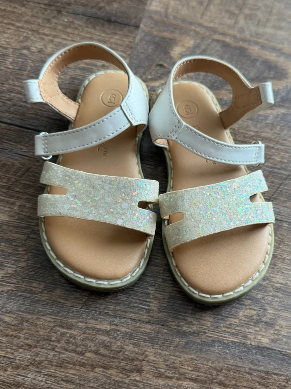 Cat & Jack White Glitter Strap Sandals for Kids
